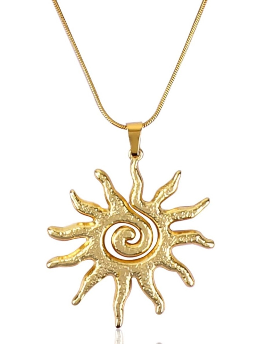 Gold Sun Spiral Pendant Necklace